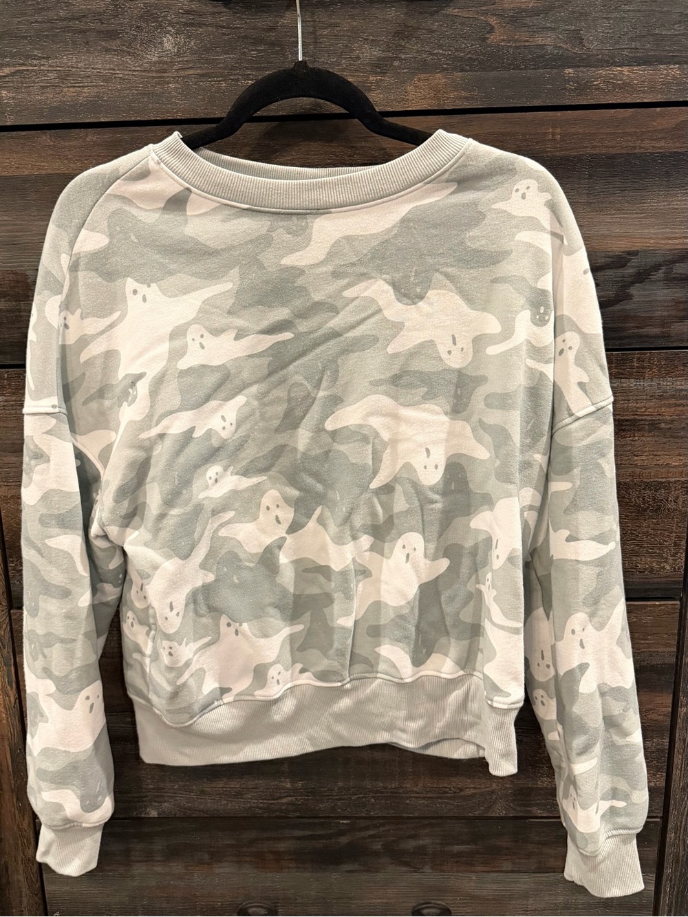 Mighty Fine Ghost Camo Crewneck Sweatshirt - Light Gray & Off-White